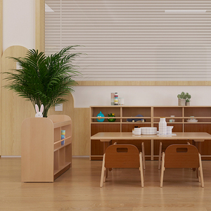 ชุดโต๊ะเรียนรู้สำหรับเด็กอนุบาล ดีไซน์มอนเตสซอรี่ ทำจากไม้แท้ รูปทรงสี่เหลี่ยมคางหมู รูปตัวยู สำหรับโรงเรียนอนุบาลและห้องเรียน  รับผลิตแบบ OEM ODM จากโรงงานโดยตรง - Product Image 3