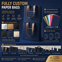 Sacs cadeaux de luxe en papier kraft bleu roi avec logo personnalisé et poignée en ruban, sans minimum de commande, en pâte de bois vierge de qualité supérieure pour montres et lunettes