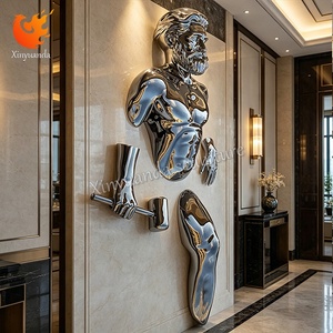 Escultura Decorativa Abstracta de Fibra de Vidrio, Estatua de Figura Femenina Electrochapada de Medio Cuerpo para Decoración de Paredes de Hoteles de Lujo - Product Image 4