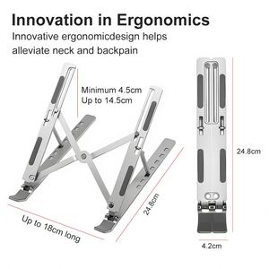 Aluminum Alloy Laptop <b>Stand</b>, Portable Notebook <b>Stand</b> Notebook Holder With Angle Adjustment Table <b>Stands</b> Holders - Product Image 2