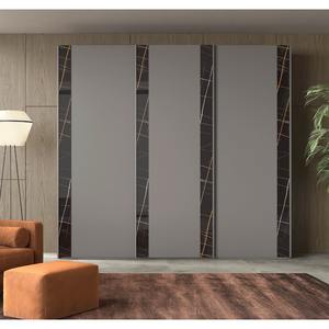 ตู้เสื้อผ้าแบบโมดูลาร์ RIGO CM 270X65 H. 247 หินอ่อนสีเข้มลายโคลนและกระจก - Product Image 1