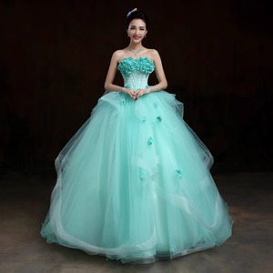 Strapless Ball Gown Chiffon Long Evening Dress Floral Print Empire Waistline Women's Performance Costume - Product Image 1