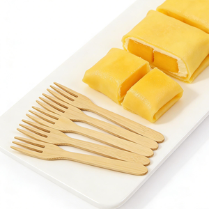 Tenedores de Bambú Ecológicos Desechables de 3 Puntas, 90mm, Biodegradables, Compostables, Aptos para Alimentos, Lisos y Pulidos, para Fiestas, <span class=keywords><strong>Descuento</strong></span> por Volumen - Product Image 4