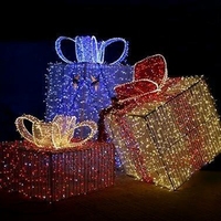 Commercial Outdoor Christmas Yard Decoration Illuminated LED 3D Gift Box Motif Lights