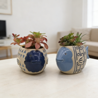FANGSHENG Mini pots à fleurs en céramique émaillée en forme de poisson pour plantes succulentes, pour la maison, le bureau, les mariages et les jardins