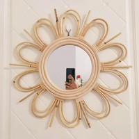 Miroir décoratif en rotin suspendu Designers' Choice pour table de maquillage Design floral élégant