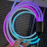 Cool coloré 3 en 1 66W Type C Micro USB câble de charge rapide Glow Data Core pour téléphone