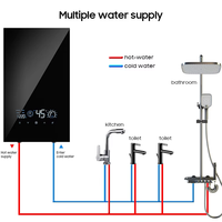 Chauffe-eau électrique instantané sans réservoir 12 kW CE IPX4 avec écran tactile LED en verre trempé, classe A, garantie 2 ans pour salle de bain et douche