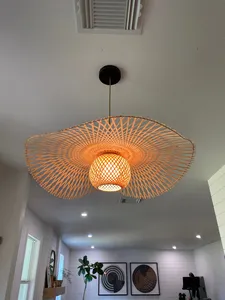 Lámpara colgante tejida a mano de bambú para decoración, candelabro hecho a mano de bambú de alta calidad - Product Image 6