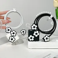 5 pièces fleur charge câble de données protecteur enrouleur accessoires pour iPhone 18w/20w chargeur housse de protection