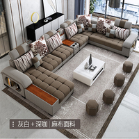 Sofá Moderno de Lujo a Precio Económico, con Cojines de Plumón, Muebles para el Hogar, Sala de Estar, Marco de Madera Gris, Sofá Seccional en Forma de L de 5 Plazas y Conjunto de Sillones Reclinables