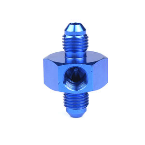 Nouvel adaptateur de raccordement pour manomètre de pression de carburant AN4 mâle, union hexagonale 1/8 NPT, port latéral, aluminium noir/bleu, ajustement universel - Product Image 4