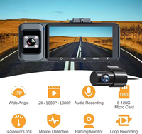 Caméra embarquée 2.5K avec 3 caméras, double objectif 1080p, vision nocturne, capteur G, écran IPS, WiFi, Novatek 9656X, angle de 170° pour K02