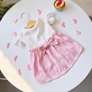 Vestido para mascotas con mangas de tulipán rosa y lazo para gatos y perros, ropa de primavera y verano - Product Image 1