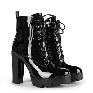 WETKISS-zapatos De tacón alto para Mujer, botas De plataforma con cordones, tejidas, para invierno - Product Image 6