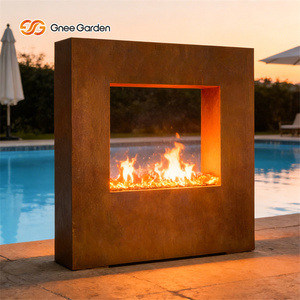 Square Corten Steel Gas Firepit Outdoor Square <strong>Table</strong> Gas <strong>Fire</strong> <strong>Pit</strong> - Product Image 3