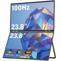 Moniteur double écran pliable 23,8 pouces 1920x1080P 100Hz, écran empilable pour ordinateur portable, PC de bureau, jeux, haute résolution
