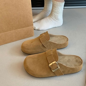 Autumn New for Clogs & Mules Women's <b>Half</b> <b>Slip</b>-On Slippers with Height Increasing Closed-Toe Design - Product Image 3