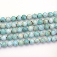 Perles de pierres semi-précieuses en larimar naturel de la République Dominicaine en gros pour la fabrication de bijoux 6mm 8mm, 19cm/38cm