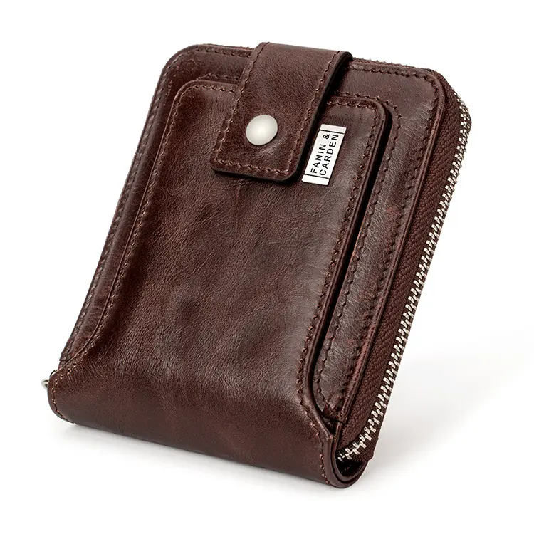 Hakiki deri cüzdan erkekler için büyük kapasiteli kimlik pencere kart durumda tam tahıl erkek cüzdan Zip sikke cep