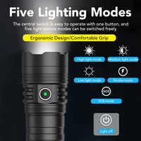 Lampe torche LED rechargeable 6000 mAh, grande torche 1500 lumens, étanche IP68, corps en alliage d'aluminium, portée du faisceau 400-500 m
