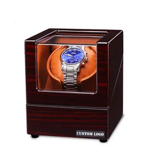 Sundo Luxe Custom Antieke Automatische Houten Roterende Horloge Winder Box Met Horloge Opslag