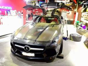 Para mercedes-benz SLS, modificación de coche, parachoques trasero delantero grande, estilo Maens, cubierta trasera de fibra de carbono doble, recortes de escape, nuevo - Product Image 3