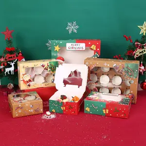 2 4 6 12 Gaten Muffin Case Container Xmas Nieuwjaar Levert Vrolijk Kerstfeest Cupcake Doos