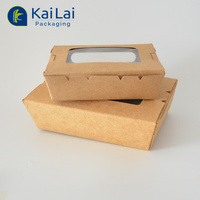 Afhaallocatie voedselcontainers groothandel kraftpapier salade fruit takeaway doos lunchverpakking met venster