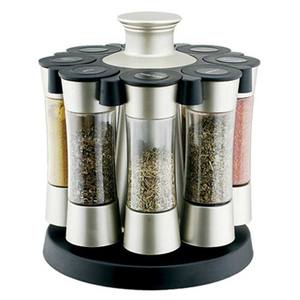 Étagère à épices créative, pot en verre rotatif avec couvercle en plastique, design pivotant pour le rangement des assaisonnements de cuisine, 18,2x20,5 cm, MG701 - Product Image 1