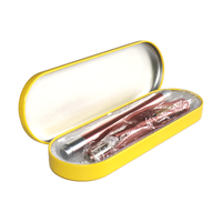 Boîte en métal ovale personnalisée du fabricant OEM, étui à crayons jaune, solution de rangement de qualité directe usine, étui en fer blanc