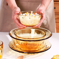 Service de table de luxe en verre borosilicate ambré de qualité supérieure, résistant à la chaleur, comprenant assiettes, bols à soupe, tasses à eau et plateaux à poisson