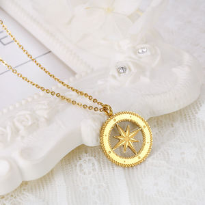 Bijoux créatifs pour femmes, plaqué <span class=keywords><strong>or</strong></span> 18k, boussole en acier inoxydable, Non ternissant, collier étoile du nord, collier étoile du nord - Product Image 6