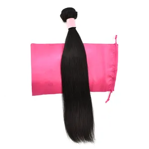 Rambut weft lurus tingkat 10A dengan kain jahitan ganda warna alami dan rambut tanpa proses Brasil Virgin lembut