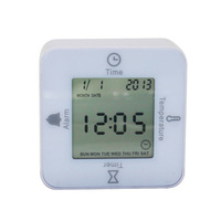 Kreatif Ukuran Kecil Empat Sisi Jam Elektronik Digital LED Backlit Alarm Jam dengan Waktu Suhu Kalender Abadi