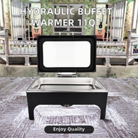 Kuntai Noir Luxe Acier inoxydable 9L Réchaud à combustible à gaz Ensemble de buffet avec chauffe-plats 440W