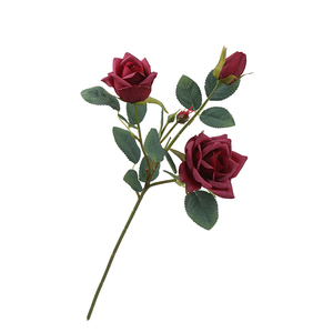 Rosa de imitación de tres puntas, flores de seda suaves, venta al por mayor, para bodas, salón europeo, rosa diamante, decoración de sala de estar, modelo. - Product Image 5