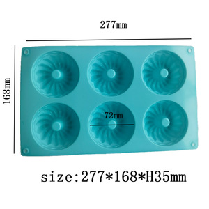 Molde de silicona Savarin de 6 agujeros, molde para pasteles 3D para decoración de cumpleaños <span class=keywords><strong>y</strong></span> herramientas para hornear - Product Image 6