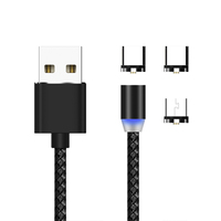 Cable USB Magnético de 2 m (6 pies) con Conexión Micro USB/Tipo-C/8 Pines y Luz LED Azul para Cargar Teléfonos iPhone y Android