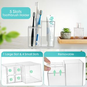 ที่ตั้งแปรงสีฟันอะคริลิคสำหรับจัดเก็บปากกาที่วางบนเคาน์เตอร์ - Product Image 4