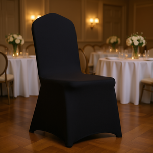 Funda Protectora Universal Negra para Silla de Spandex, Elástica, Lavable, para Bodas, Cenas y Celebraciones - Product Image 2