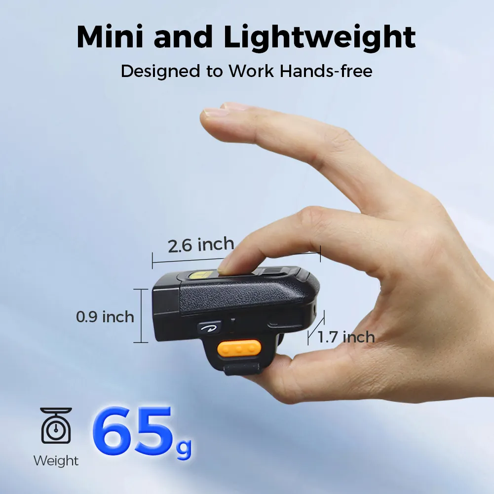 R70 stok 2D BT kablosuz yüzük barkod tarayıcı USB taşınabilir giyilebilir Mini parmak barkod okuyucu ile Zebra SE2707 tarama