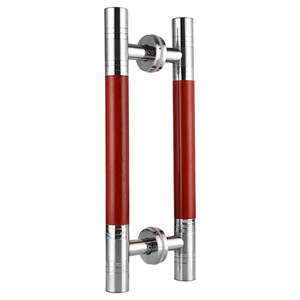 Poignée de porte en bois Xinshengfa, acier inoxydable, couleur grain de bois d'acajou, montage en surface, pour portes doubles de salle principale - Product Image 5