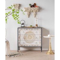 Armoire classique en bois sculpté à 2 portes pour organiser, vintage et rustique, pays chinois, blanc, 1 pièce