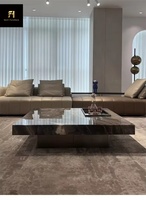 Table basse carrée en métal de conception italienne créative, salon intérieur, meubles multifonctionnels, table basse au design unique