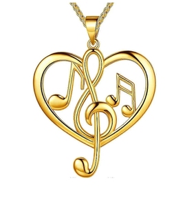 Inspire Jewelry Collier en acier inoxydable pour femme avec <span class=keywords><strong>symbole</strong></span> de musique en coeur Plaqué or Pendentif à la mode Cadeau d'anniversaire pour elle - Product Image 1
