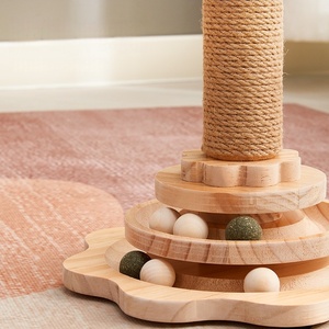 Grosir mainan garuk kucing, kayu Solid Scratcher Sisal <span class=keywords><strong>Scratch</strong></span> <span class=keywords><strong>Post</strong></span> dengan bola gantung kucing mainan garuk kucing - Product Image 3