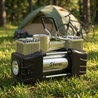 Portable 12V High Power Double Cylinder Car Tire Inflator Durable Metal Construction Fast Inflate 150psi Car Air Compressor