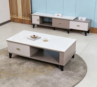 Ensemble Table Basse et Meuble TV de Luxe Personnalisé, Design Simple, Meubles de Salon avec Rangement, Prix de Gros, Matériau MDF