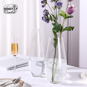 Bohemia Crystal Large <b>Vase</b> Waterfall Design Minimalist Style Hydroponic Glass <b>Vase</b> For Living Room <b>Decor</b> - Product Image 2
